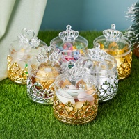 Boîte à bonbons en plastique transparent en forme de couronne, pot à bonbons pour mariage, décoration de table de fête
