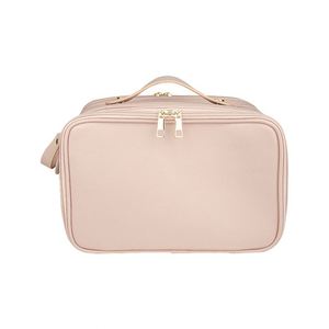 Large Capacity Double Zip Makeup Bag Travel Cosmetic Organizer with Brush Holder - Product Image 1