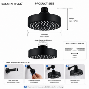 SANIVITAL Robinet <span class=keywords><strong>de</strong></span> <span class=keywords><strong>salle</strong></span> <span class=keywords><strong>de</strong></span> <span class=keywords><strong>bain</strong></span> à économie d'eau <span class=keywords><strong>de</strong></span> haute qualité, bec verseur à fonction unique, pommeau <span class=keywords><strong>de</strong></span> douche supérieur - Product Image 3