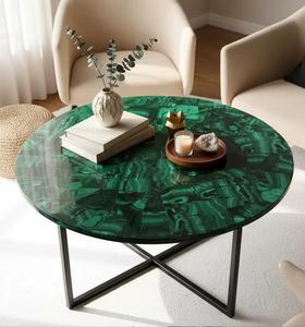 Table basse élégante en malachite ronde de luxe avec dalle de malachite pour meubles haut de gamme, prix direct d'usine - Product Image 3