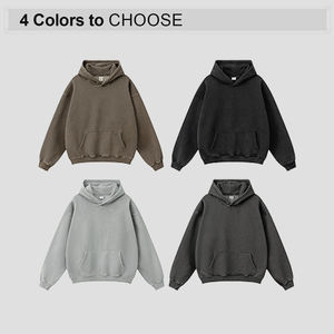 Sudadera con capucha lavada cuadrada transpirable de alta calidad personalizada logotipo bordado sudaderas con capucha unisex - Product Image 2