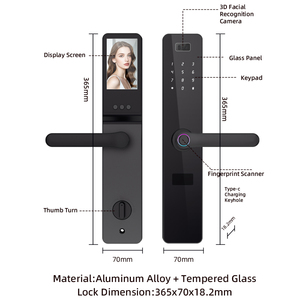 Serrure intelligente Bluelock Tuya <span class=keywords><strong>WisA</strong></span> avec Wi-Fi, reconnaissance faciale 3D, empreinte digitale, code, carte mémoire, en alliage d'aluminium, pour usage commercial et résidentiel - Product Image 3