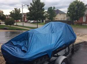 Housse de bateau en forme de V HOTO, résistante, imperméable, anti-UV et anti-déchirure, housse de bateau 600D, tissu Oxford marin - Product Image 6