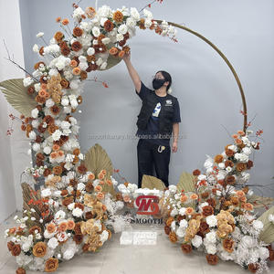 Suave lujo boda escenario decoración flor telón de fondo personalizado artificial blanco y marrón arreglo floral - Product Image 2