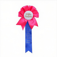 Badge ruban personnalisé Joyeux Anniversaire en satin coloré pour décoration de fête d'anniversaire