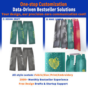 Huili Heavyweight Cotton Vintage gewaschene Jogger Jogging hose Herren Custom Stickerei Logo Strass Sun lashed Wide Leg Jogging hose - Product Image 4