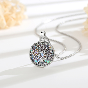 Collana Gotica Merryshine con Ciondolo a Spirale Albero della Vita in Rame e Madreperla di Abalone per Madre e Figlia - Product Image 5