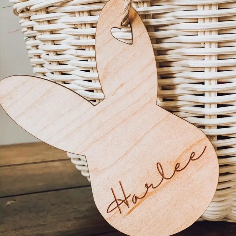 Wooden bunny shaped Easter Decoration pendant Rabbit shaped Easter gift tags Easter home decoration
