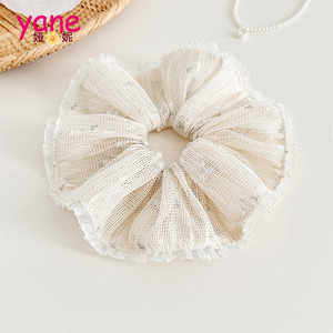 Scrunchie Rambut Gaya Korea Baru dengan Pinggiran Renda Berkualitas Tinggi dan Elastisitas Tinggi untuk Kuncir Kuda - Product Image 4