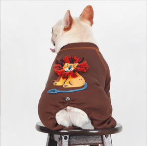 도매 사자 패턴 애완 동물 잠옷 까마귀 점프 수트 겨울 산호 양털 벨벳 디자이너 애완 동물 개 잠옷 옷 - Product Image 1