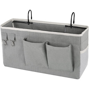 Gray Fabric Office Organizer Multilayer Storage <b>Bin</b> with Pockets for Sundries Minimalist Design Rectangular Shape - Product Image 6