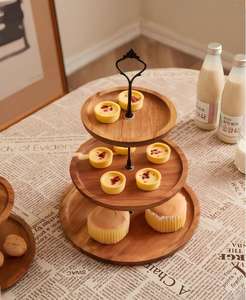 <span class=keywords><strong>Plateau</strong></span> en bois massif créatif pour desserts et fruits, présentoir <span class=keywords><strong>d</strong></span>écoratif avec plateaux <span class=keywords><strong>de</strong></span> rangement multi-niveaux, salon, réception - Product Image 3