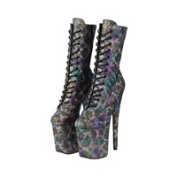 Bottines courtes à lacets sexy de 20 cm (8 pouces) pour boîte de nuit, plateforme, talon fin, chaussures d'été pour femmes, danseuses de strip-tease, pole dance