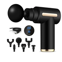 Pistolet de massage corporel portable avec 6 têtes de massage, rechargeable, 6 vitesses, écran LCD, télécommande sans fil