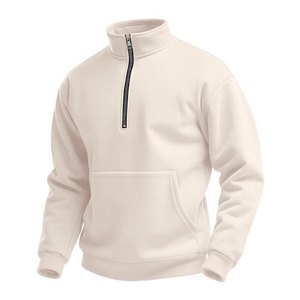 2025 Nueva Sudadera de cuello alto con media cremallera de gofre para hombre, sudaderas de manga larga de punto de gofre con cremallera sólida de talla grande - Product Image 1