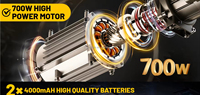 Tronçonneuse sans fil portative industrielle OEM de 700 W alimentée par batterie avec guide-chaîne de 6 pouces, outil de coupe de bois de qualité industrielle et bricolage