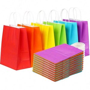 Eco-Friendly Kraft <b>Paper</b> <b>Biodegradable</b> Noodle Food Party Favor Gift Bags Custom Logo Hand Length Handles for Kids Birthday - Product Image 1