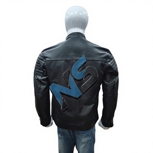 Veste de motard d'hiver en cuir véritable noir vieilli pour homme Nabtay Sports, avec épaulettes rembourrées, boucle frontale, logo et col montant NT-CD33 - Product Image 3