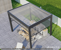 Pergola bioclimatique motorisée en aluminium, autoportante, rétractable, résistante au vent, pour jardin, avec revêtement en poudre