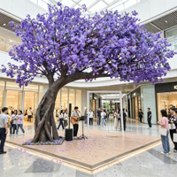Pohon Jacaranda Palsu Besar Kustom, Pohon Bunga Realistis untuk Hiasan Tempat Wisata Plaza Luar Ruangan