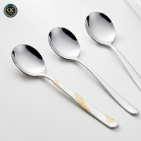 Grande cuillère ronde en acier inoxydable, cuillère à soupe, ensemble de couverts avec poignée personnalisable pour les cuisines d'hôtel