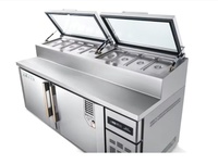 Enfriador al por Mayor de Acero Inoxidable Mesa de Preparación de Pizza Comercial Refrigerada la Mejor Venta Banco de Trabajo Refrigerador para Hotel