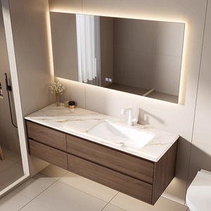 Nouvelle armoire de salle de bain en céramique de style chinois avec lavabo en ardoise, meuble-vasque intelligent pour salle de bain - Product Image 1