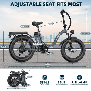 จักรยานไฟฟ้าพับได้ 500W 1000W 36V จักรยานเสือภูเขาไฟฟ้า มอเตอร์จักรยานไฟฟ้า จักรยานไฟฟ้าพับได้ยางอ้วนขนาด 20 นิ้ว - Product Image 6