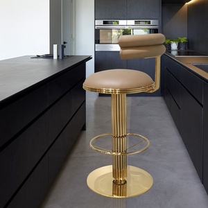Sgabello da <span class=keywords><strong>Bar</strong></span> in Metallo di Alta Qualità, Sgabello Arancione in Velluto, Sgabello da <span class=keywords><strong>Bar</strong></span> di Lusso in Stile Nordico in Acciaio Inossidabile - Product Image 2