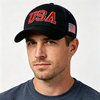 Casquette de baseball structurée USA brodée avec lettres sportives et patch drapeau américain, ajustable, pour hommes et femmes, idéale pour l'extérieur