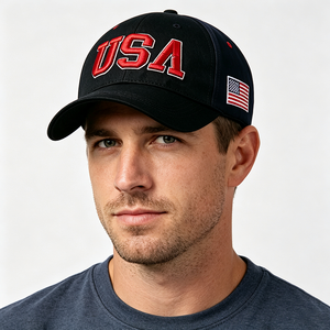USA Embroidered Sporty Letter Baseball Cap American Flag Patch Structured Dad <b>Hat</b> Adjustable Strap Back Men Women Outdoor - Product Image 1
