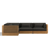 Ensemble de canapés de patio personnalisable en usine, résistant aux intempéries, en teck massif, pour hôtel, ensemble de canapés modulaires d'extérieur
