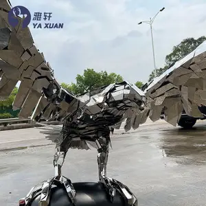Escultura de águia em aço inoxidável com espelho abstrato de metal animal personalizado de alta qualidade novo design