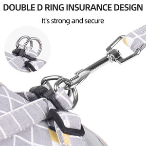 カスタム卸売反射型格子柄小型犬用ハーネスセット、高級で丈夫なペット用ハーネスとリード（散歩用） - Product Image 5