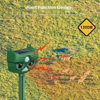 Nouveau répulsif solaire pour animaux en plastique avec alarme 129 dB, lumière stroboscopique et technologie ultrasonique pour oiseaux et rats