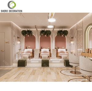 Mostrador de Recepción Personalizado de Lujo para Salón de Belleza, Estación de Espejo para Barbería, Muebles de Salón para Decoración de Salón de Belleza - Product Image 4