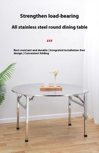 Ngoài trời 8-10 chỗ rắn 60 "thép không gỉ ăn tiệc 5ft Vòng gấp bảng cho các sự kiện - Product Image 5