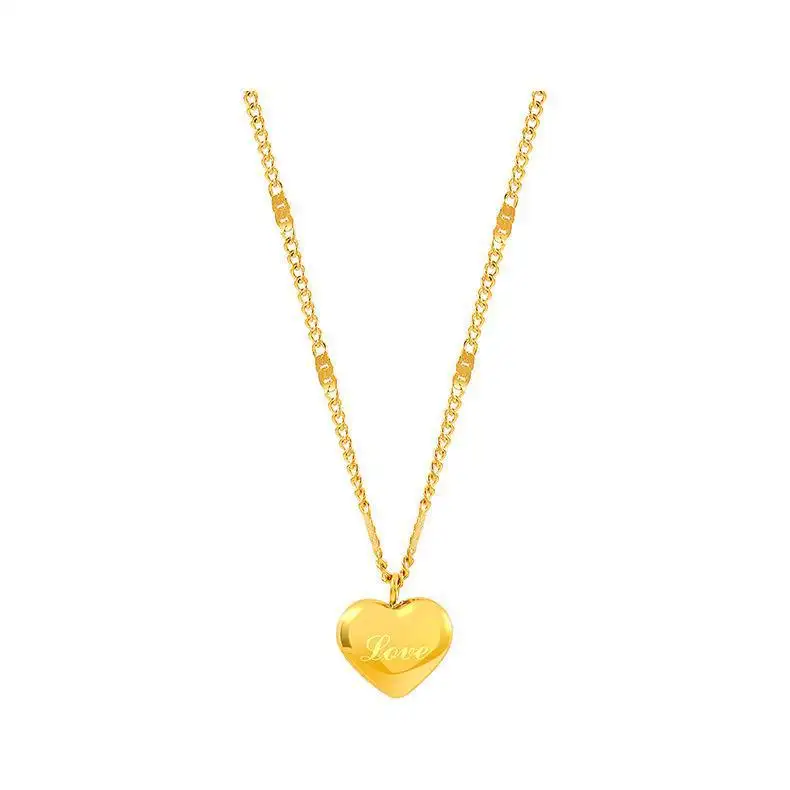 New Female Simple Titanium Steel Engraved Love Heart Stainless Steel Necklace For Mom And Valentine's Day Gift Necklace
