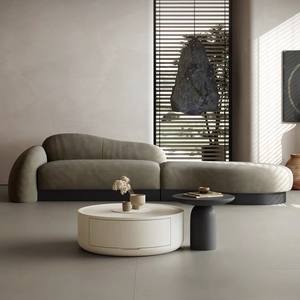 Sofá Semicircular Curvo de Tela con Diseño Italiano Minimalista - Product Image 1