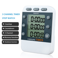 Jhering jam tangan LED digital, jam tangan Lcd skala besar 3 saluran Stopwatch hitung mundur olahraga dapur lari Timer