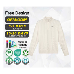 Pull en laine mérinos pour homme, certifié GRS, fabrication sur mesure, logo personnalisé, motif uni, origine Guangdong, pull côtelé d'hiver - Product Image 1