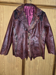 Chaqueta de Cuero Genuino Roja para Hombre, Cuello Camisero, Doble Botonadura, Manga Regular - Product Image 4