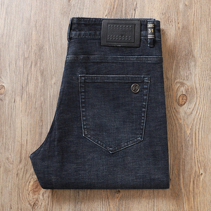 Nouveau jean bleu pour homme, coupe droite élastique, taille brodée, style business, collection automne - Product Image 6