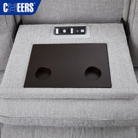 MANWAH CHEERS Sofá seccional reclinable eléctrico gris de tela de lujo de 5 plazas con salida de CA y Puerto USB para muebles de sala de estar