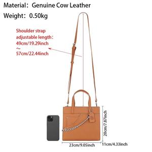 Sac à main en cuir véritable AndoBag pour femmes, sacs fourre-tout de luxe couleur unie, sac à bandoulière décontracté tendance 1762 - Product Image 2