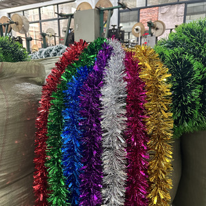 Pita Garland Pohon Natal Laris Manis Lintas Negara, Serat Warna-Warni, Hiasan Bulu, Kawat Logam, Desain Dapat Disesuaikan 2M - Product Image 2