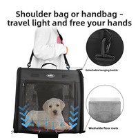 Sac de transport pour chat en polyester grande capacité, couleur unie, respirant, multi-animaux, connectable, avec bandoulière à bouton pour les voyages en voiture et la mode