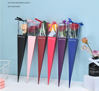 Boîte à fleurs vide de haute qualité « Je t'aime », cadeau de luxe pour la Saint-Valentin, boîte pliable en forme de cône pour roses préservées, 10 pièces