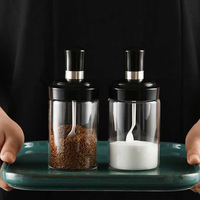 Bocaux à épices en verre de 250 ml, bouteille à assaisonnements, récipient de rangement en verre pour la cuisine, pot scellé pour sel et sucre avec brosse et cuillère