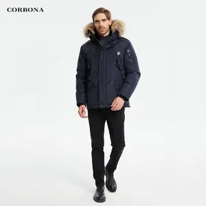 Corbona casaco de inverno para homens, casaco parka de algodão grosso e casual, casaco de gola longa real multifuncional para negócios e moda